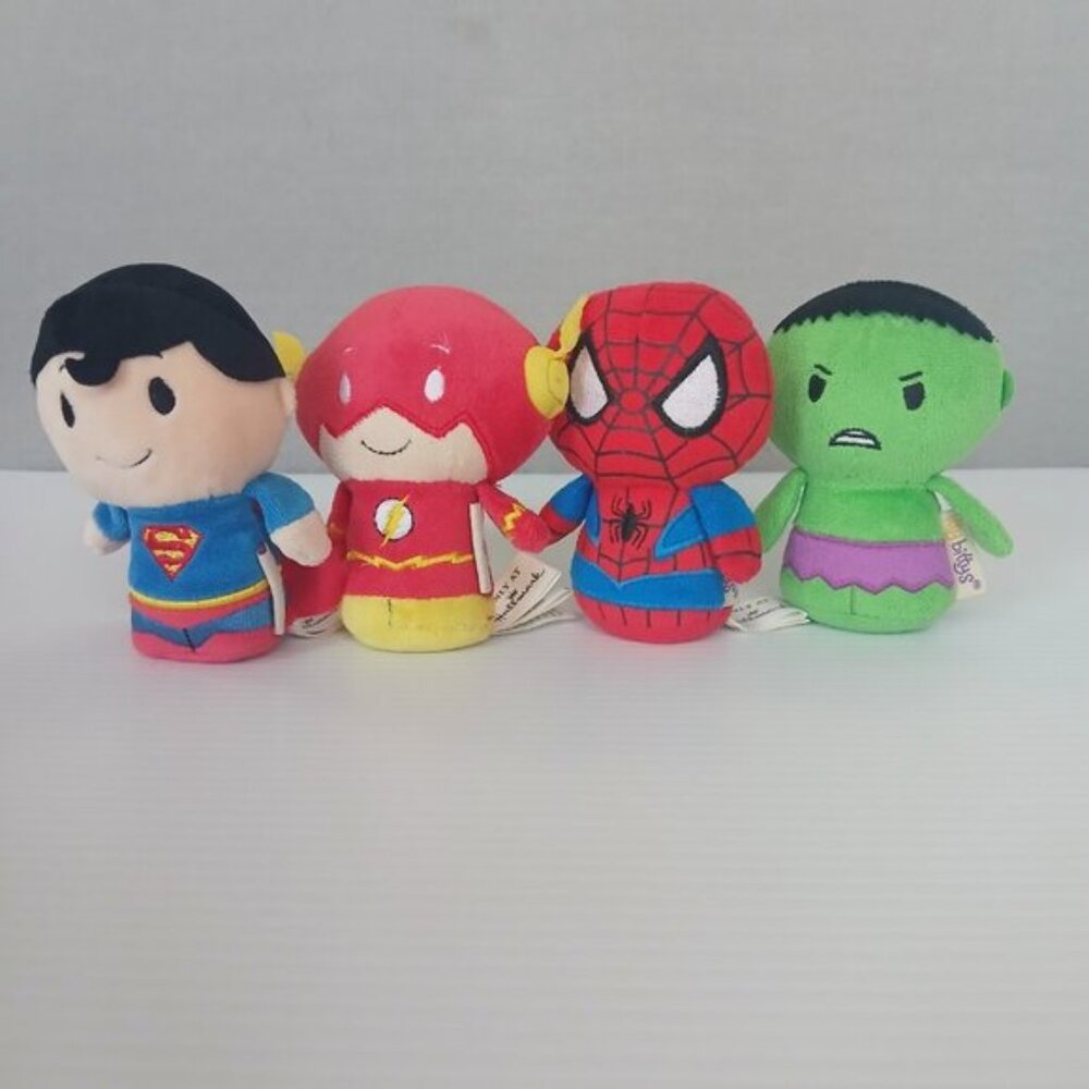 RETIRED Hallmark Itty Bittys | DC & Marvel Superhero Stuffed Plush Lot of 4